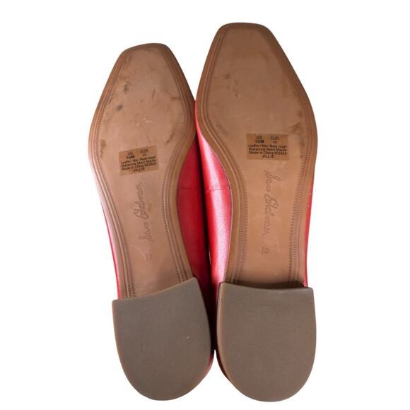 NEW Sam Edelman Jillie Red Leather Ballet Flats Bow Charm Square Toe 10M - Picture 4 of 4